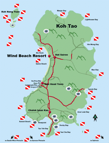 Map Of Wind Beach Resort - Koh Tao, Thailand