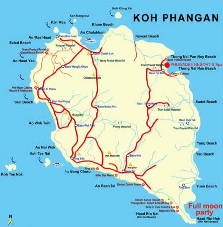 Map of Phuwadee Resort & Spa - Koh Phangan